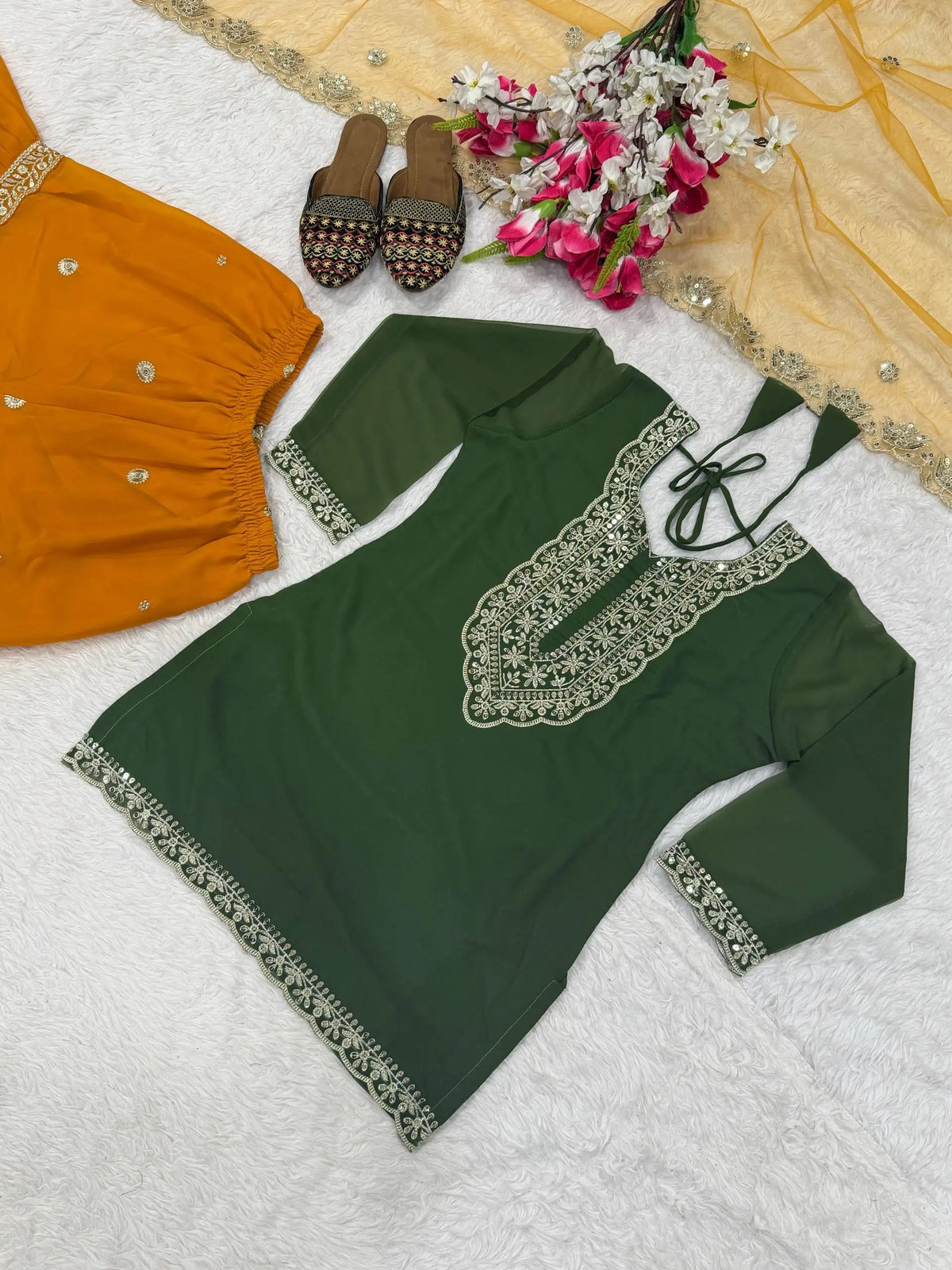 Sequin Embroidered Sharara Set