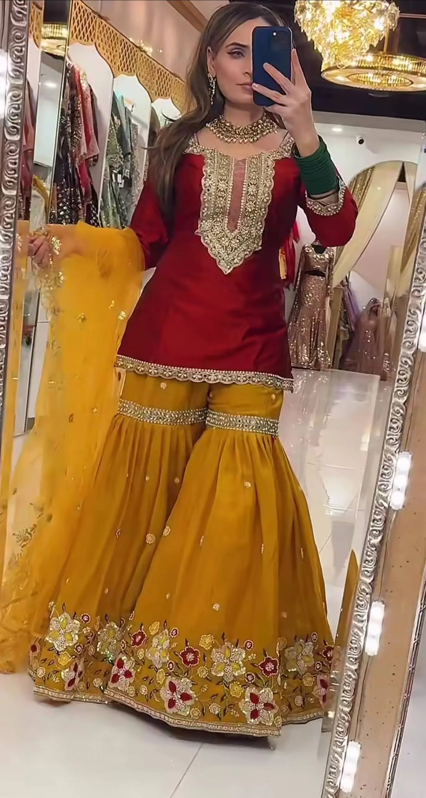 Sequin Embroidered Sharara Set