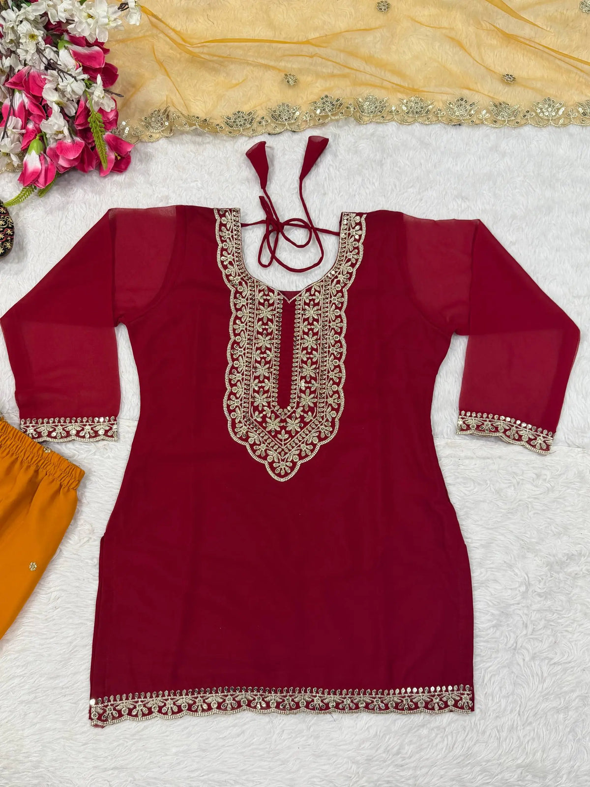 Sequin Embroidered Sharara Set