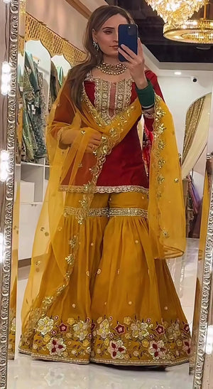 Sequin Embroidered Sharara Set