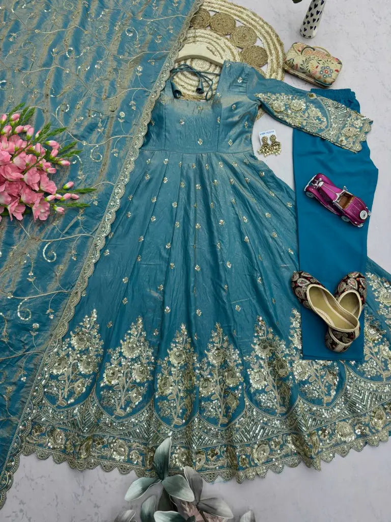 Sequin Embroidered Shimmer Gown