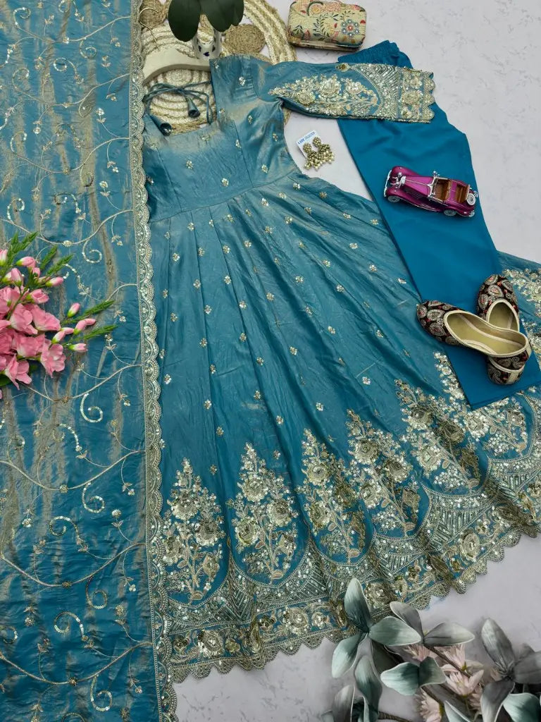 Sequin Embroidered Shimmer Gown