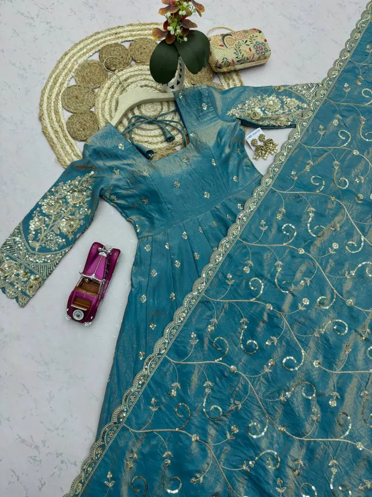 Sequin Embroidered Shimmer Gown