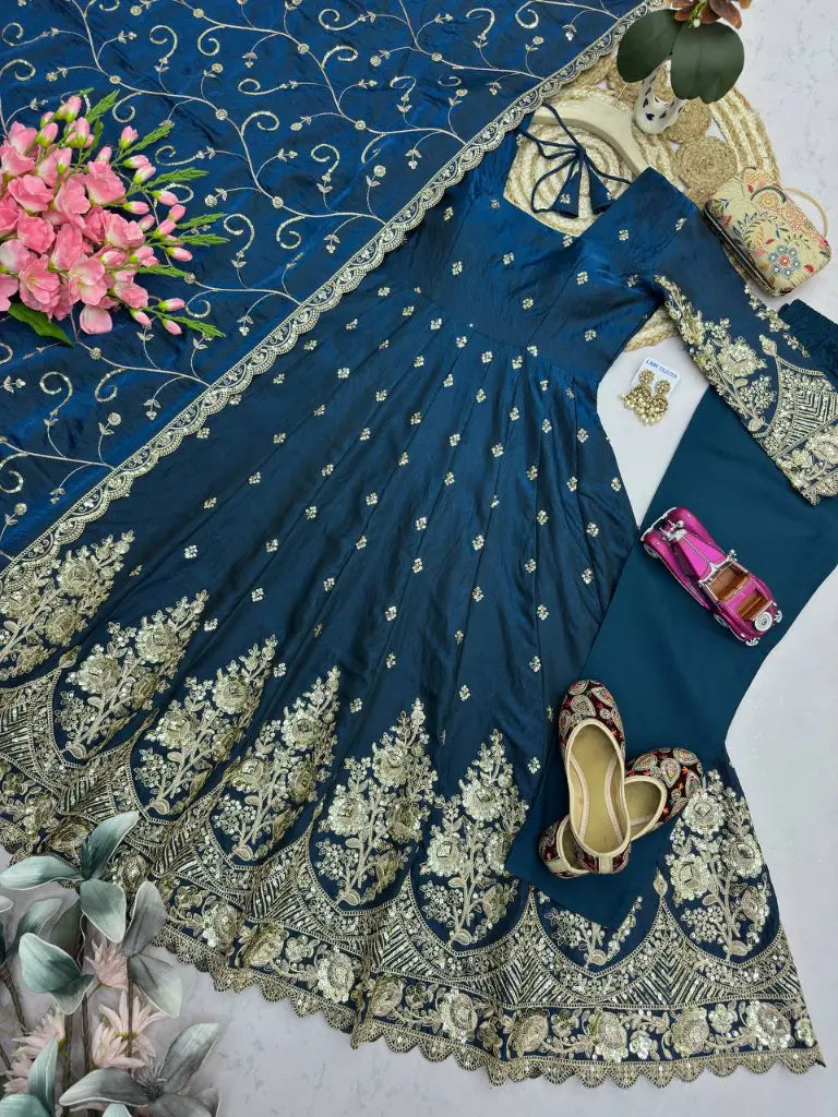 Sequin Embroidered Shimmer Gown
