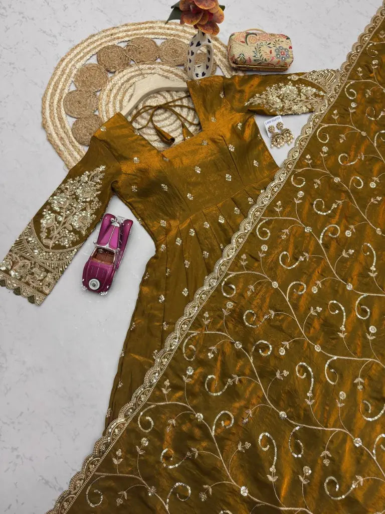 Sequin Embroidered Shimmer Gown
