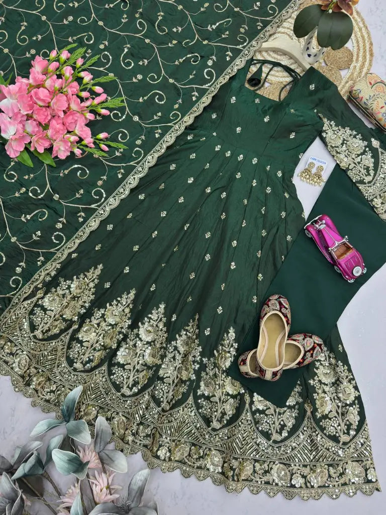 Sequin Embroidered Shimmer Gown