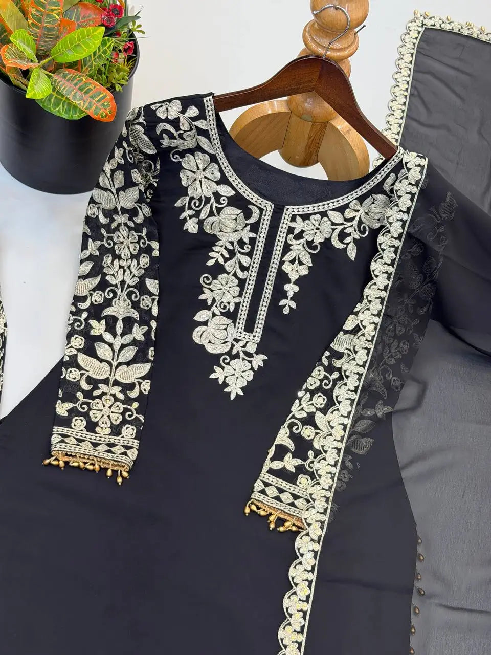 Sequin Floral Embroidered Sharara Set
