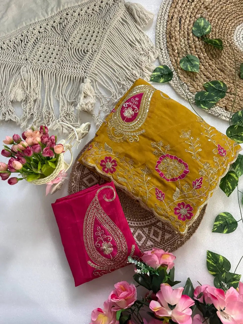 Sequin Paisley Georgette Saree