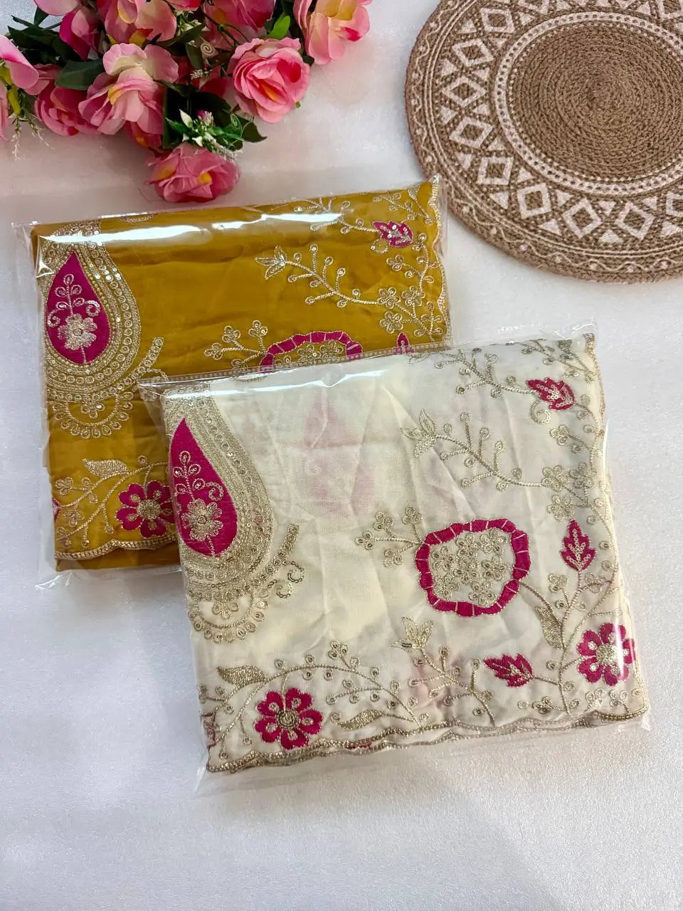 Sequin Paisley Georgette Saree