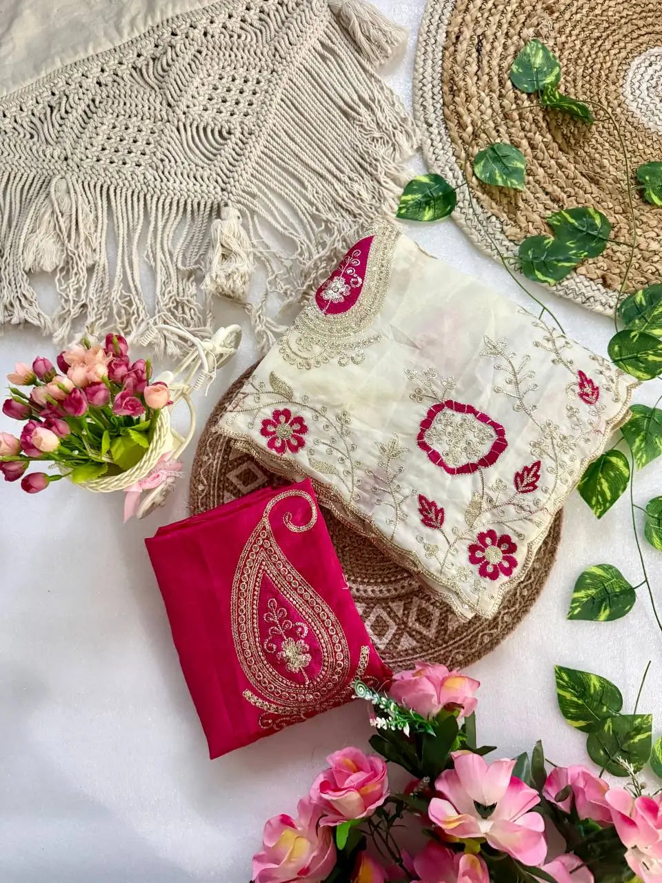 Sequin Paisley Georgette Saree