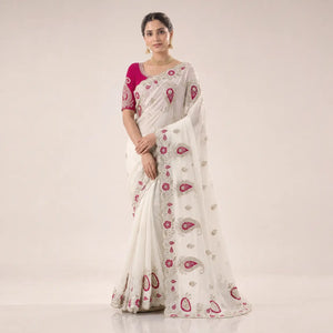 Sequin Paisley Georgette Saree