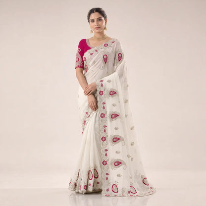 Sequin Paisley Georgette Saree