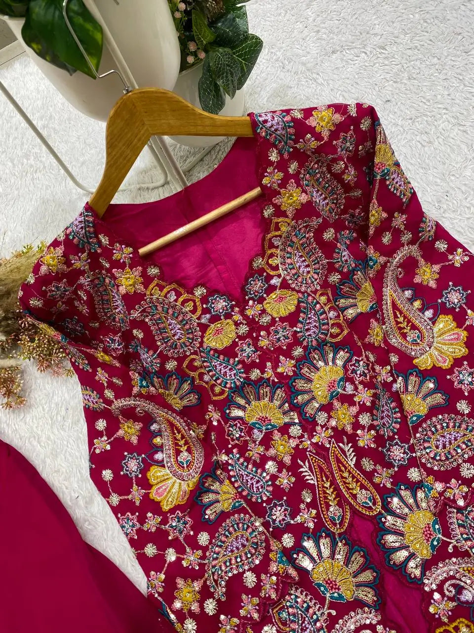 Sequin Paisley Peplum Sharara Set
