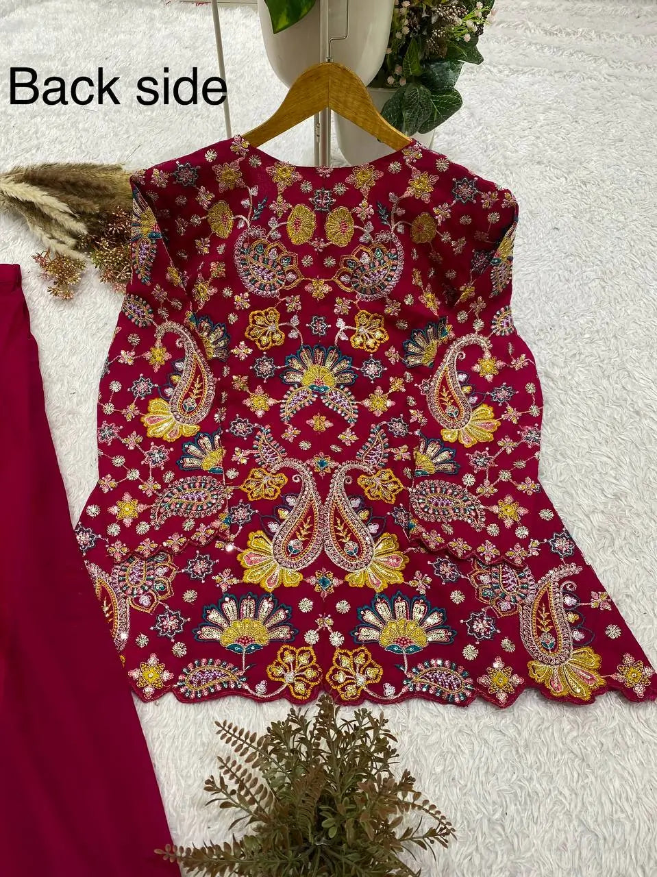 Sequin Paisley Peplum Sharara Set