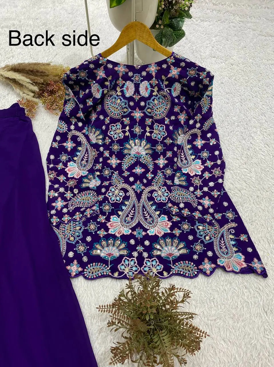 Sequin Paisley Peplum Sharara Set