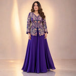 Sequin Paisley Peplum Sharara Set