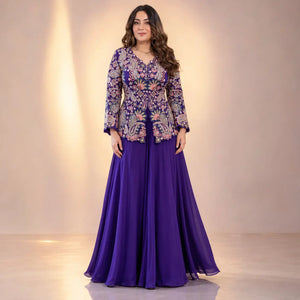 Sequin Paisley Peplum Sharara Set