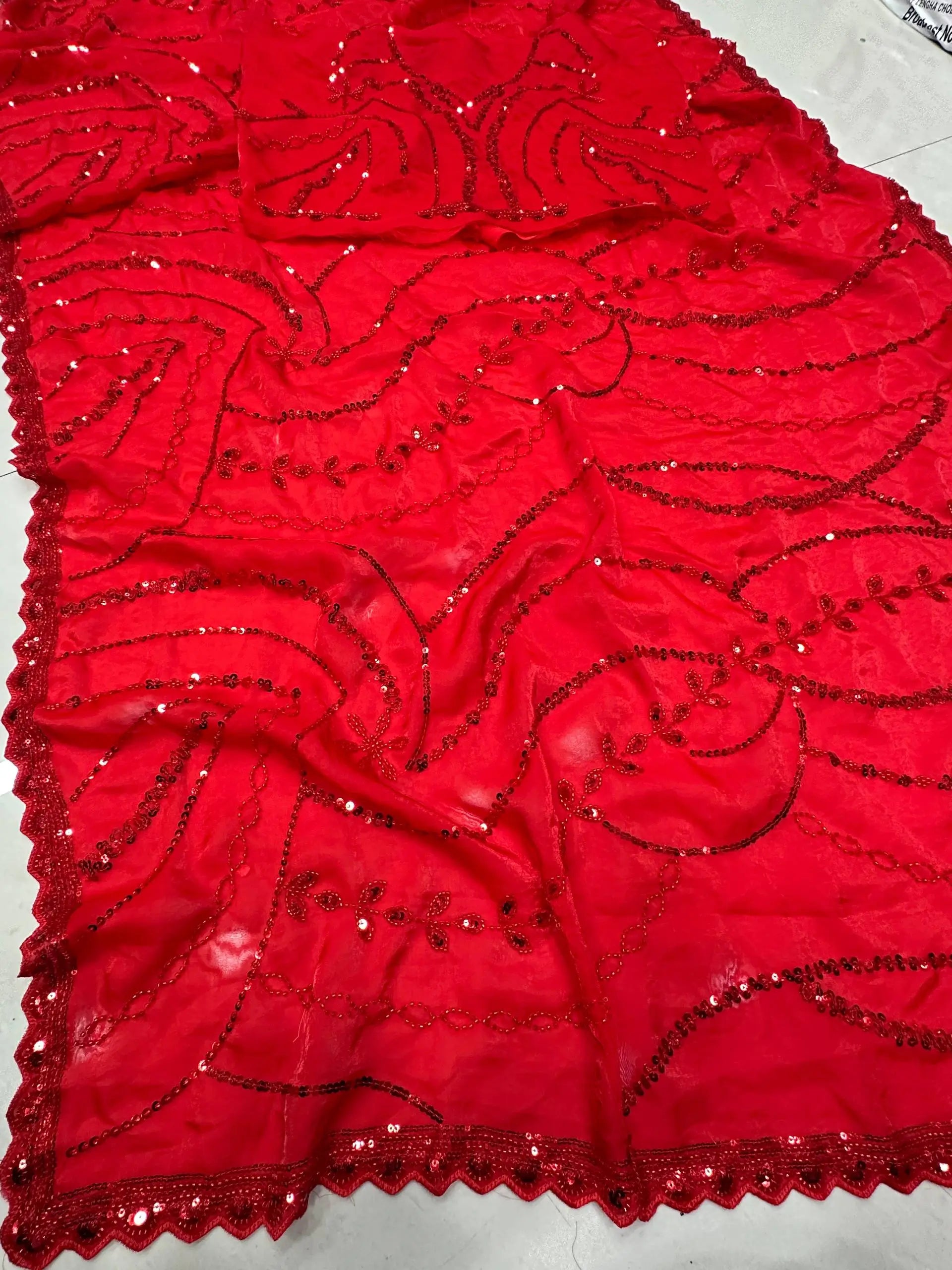 Sequin Pearl Embroidered Saree