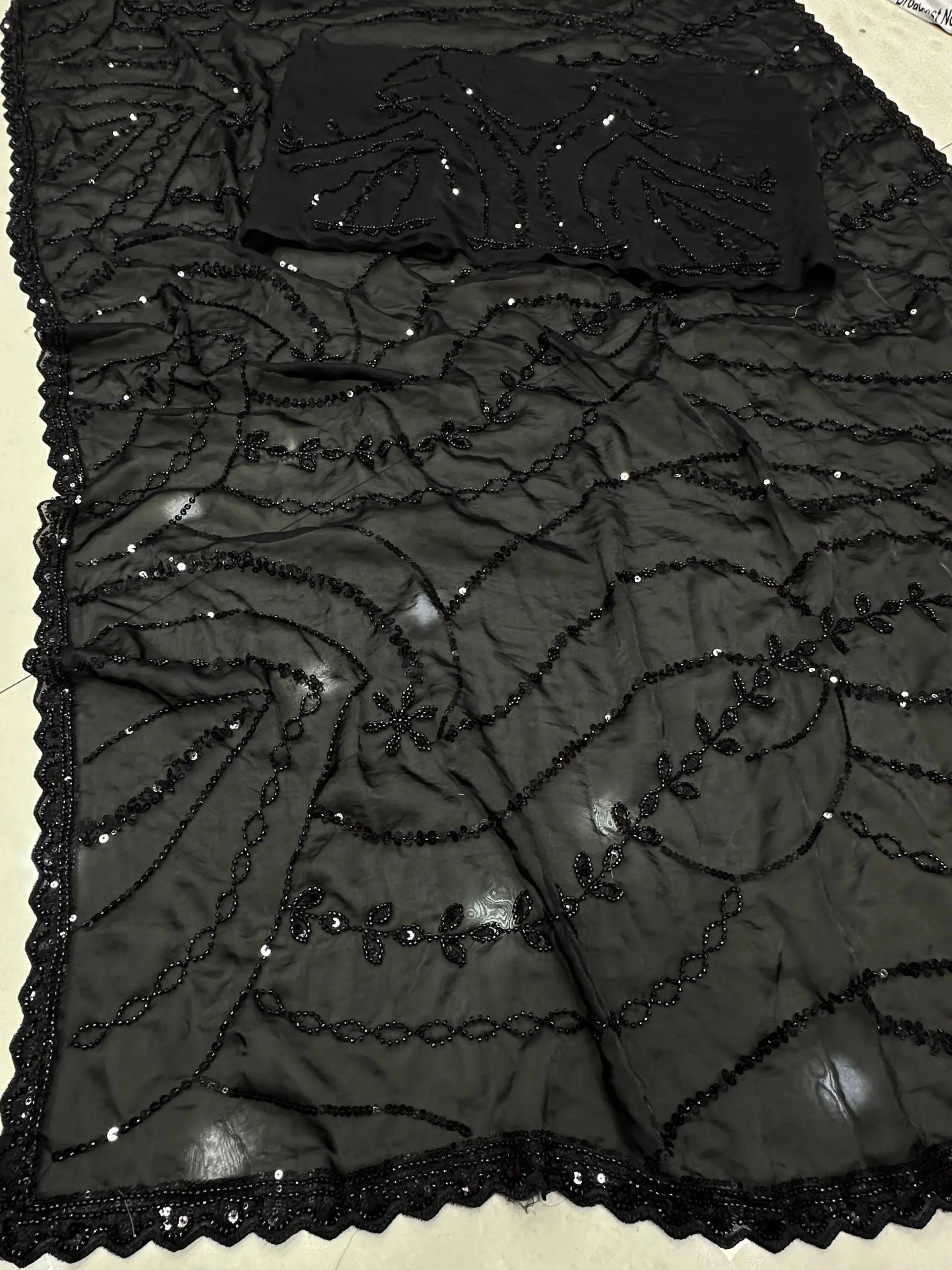 Sequin Pearl Embroidered Saree