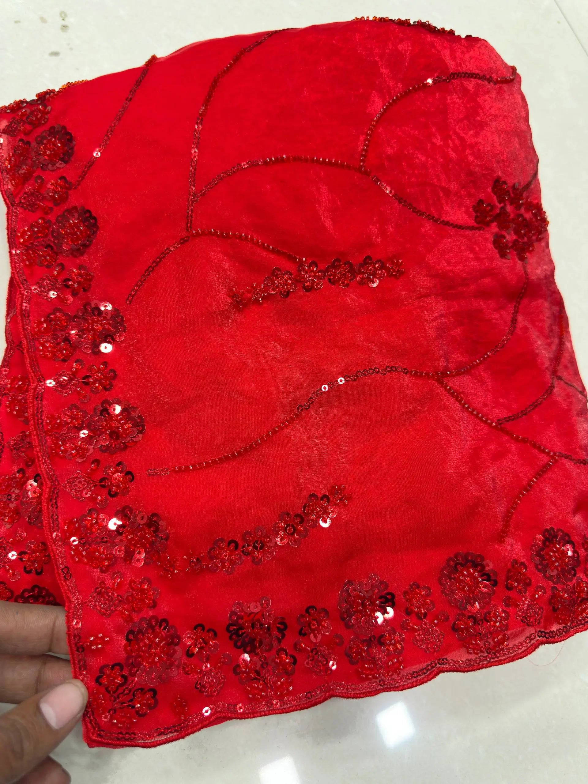 Sequin Pearl Handwork Embroidered Saree