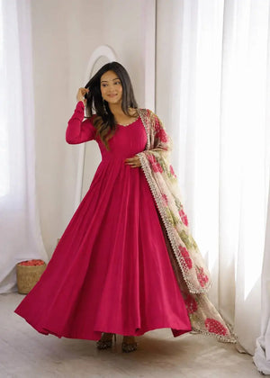 Sequin Print Chanderi Anarkali Gown