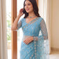 Sequin Vine Embroidered Net Saree