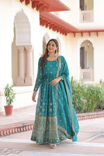 Sequins Embroidered Anarkali Gown With Dupatta