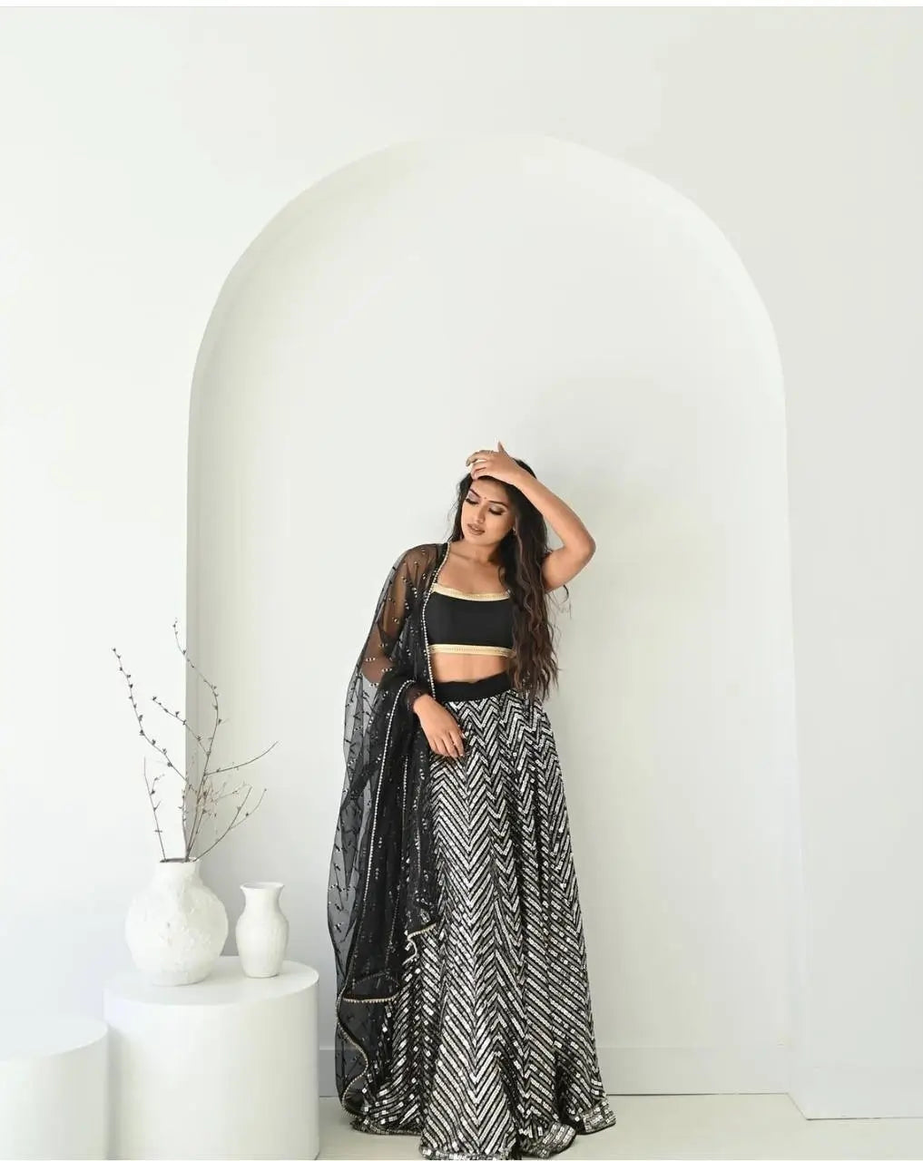 Sequins Embroidered Georgette Lehenga Choli with Net Dupatta for Festive and Party Wear