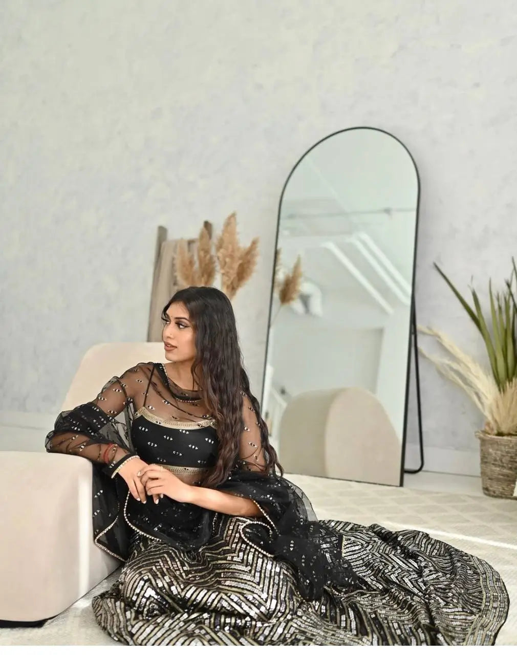 Sequins Embroidered Georgette Lehenga Choli with Net Dupatta for Festive and Party Wear