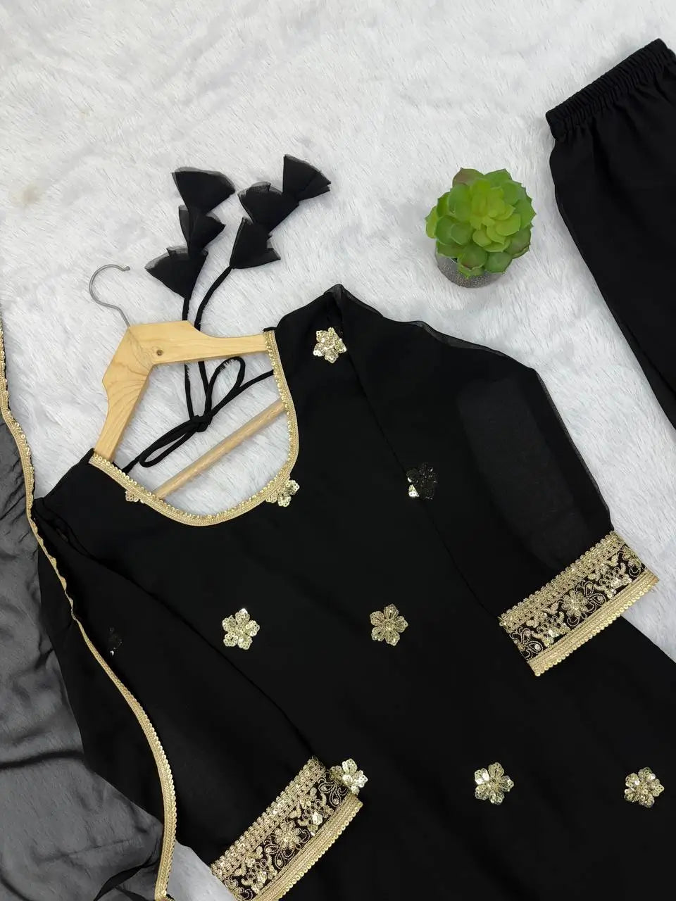 Sequins Embroidered Georgette Sharara Set with Dupatta