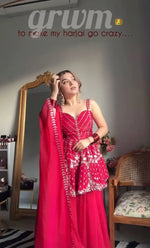 Sequins Zari Embroidered Sharara Suit Set with Dupatta