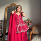 Sequins Zari Embroidered Sharara Suit Set with Dupatta