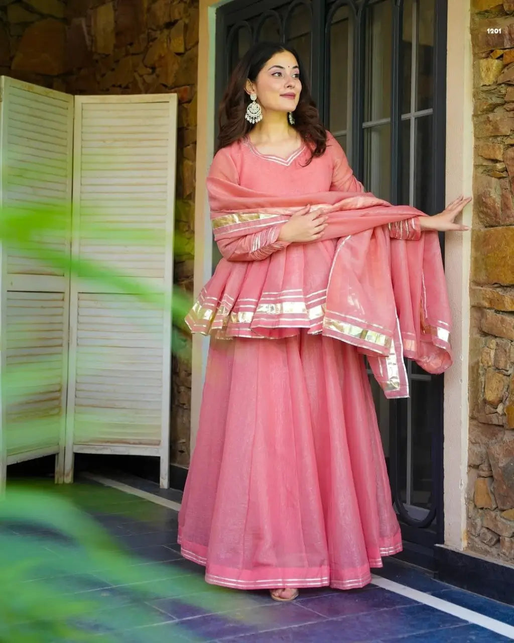 Shimmer Crunchy Crush Kurta Palazzo Set with Dupatta