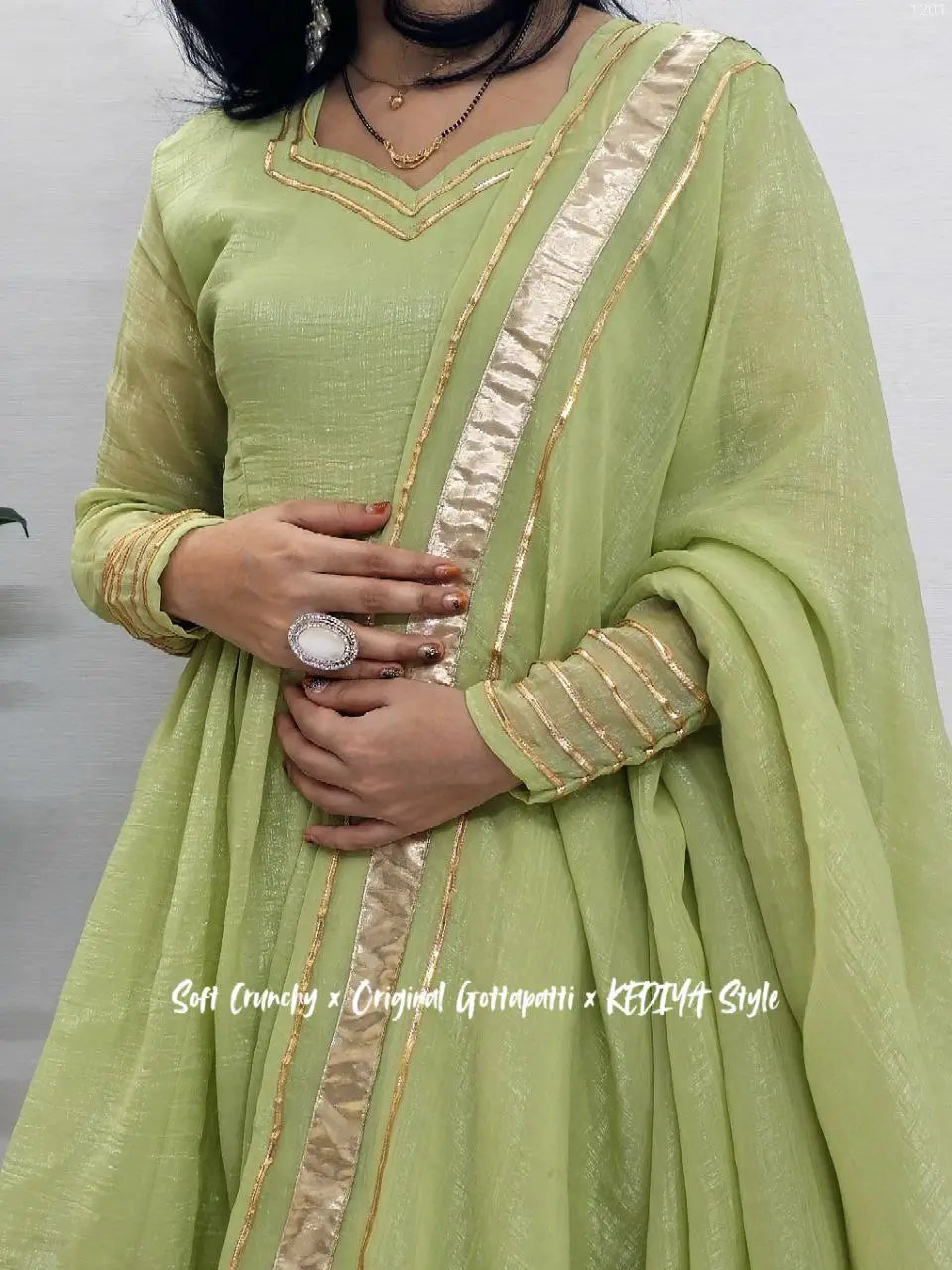 Shimmer Crunchy Crush Kurta Palazzo Set with Dupatta