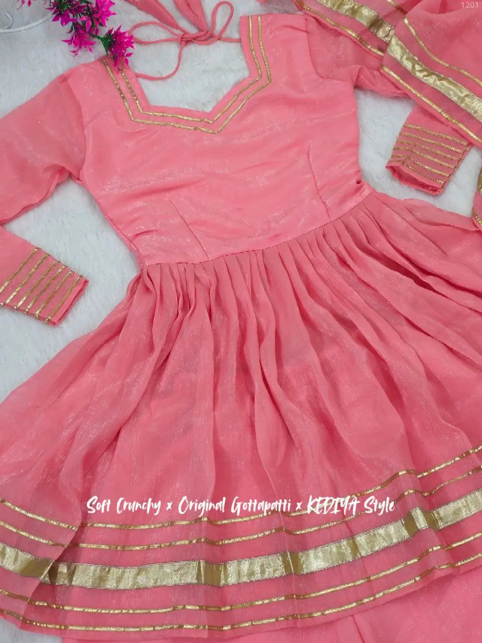 Shimmer Crunchy Crush Kurta Palazzo Set with Dupatta