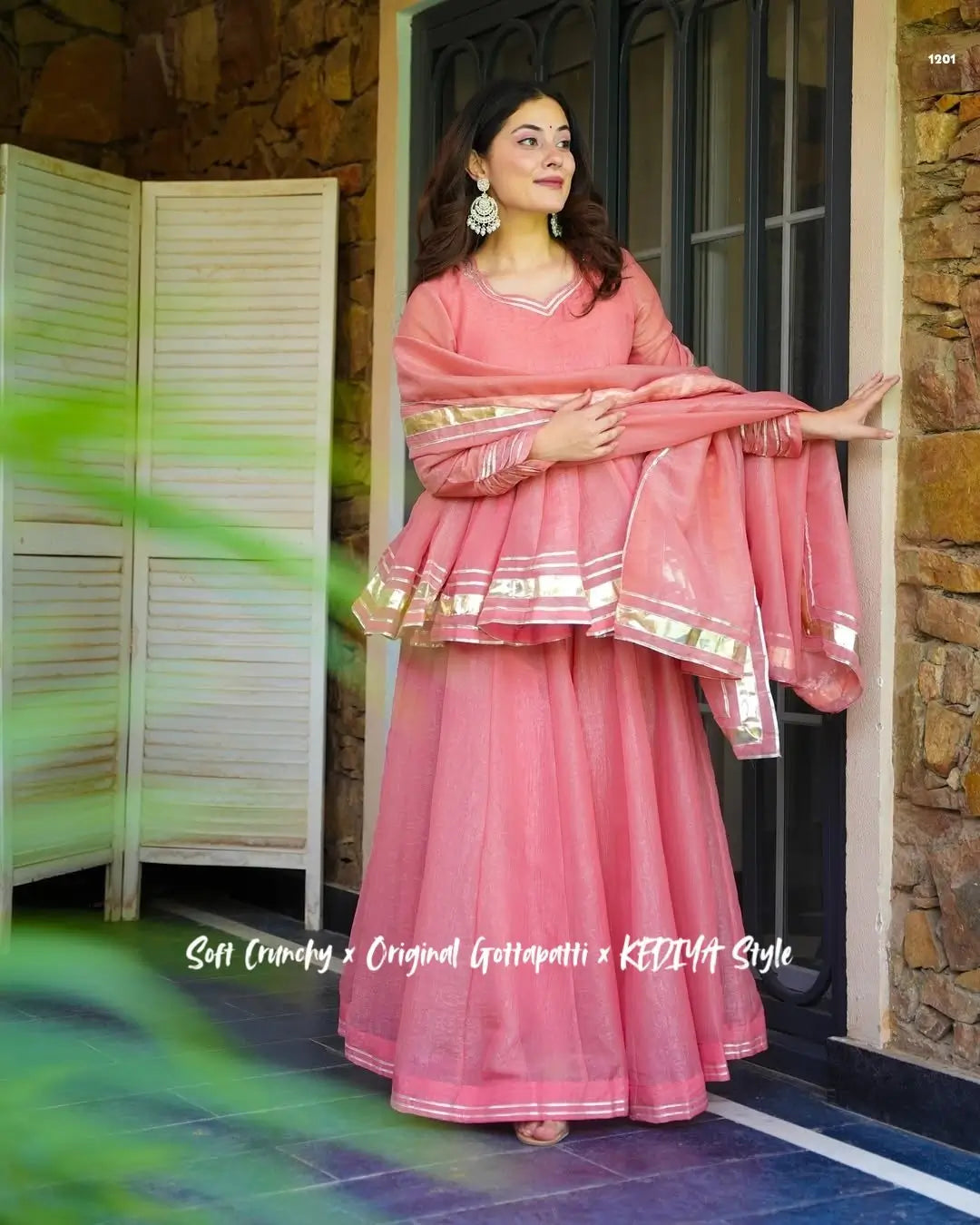 Shimmer Crunchy Crush Kurta Palazzo Set with Dupatta