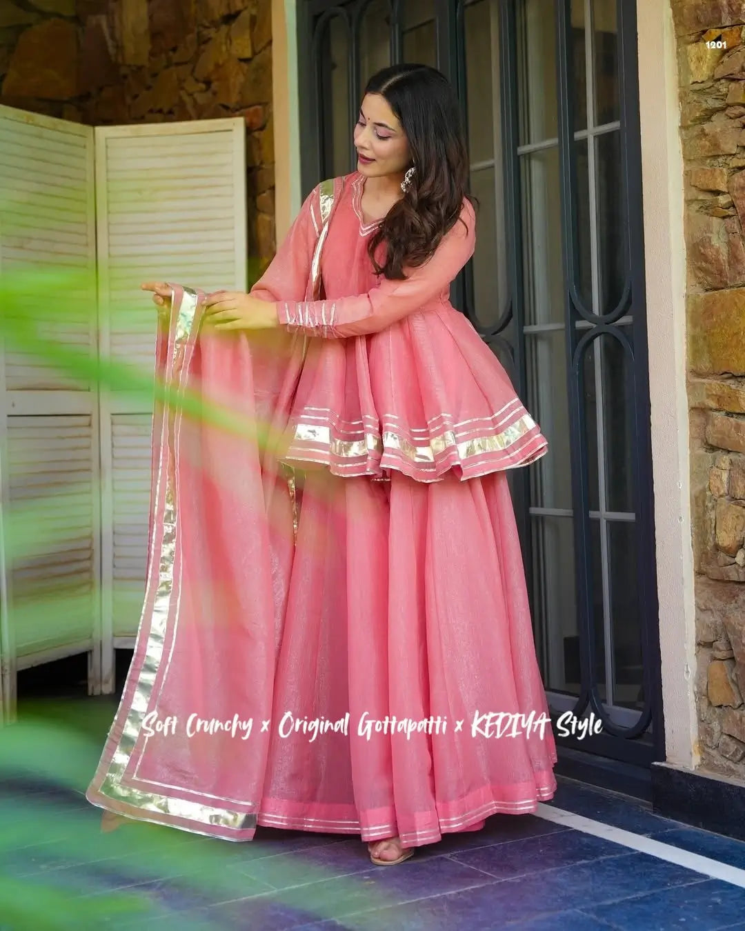 Shimmer Crunchy Crush Kurta Palazzo Set with Dupatta