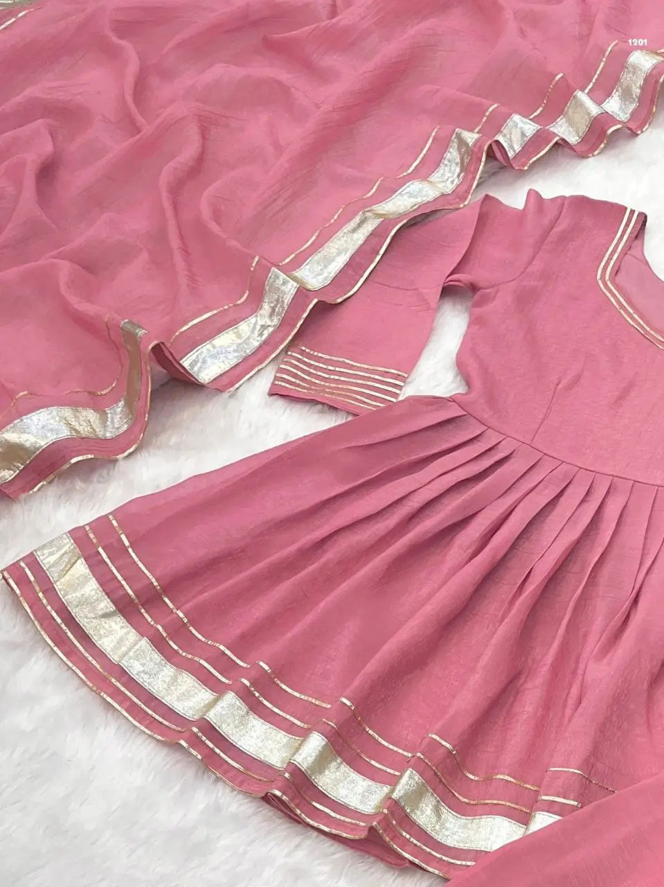 Shimmer Crunchy Crush Kurta Palazzo Set with Dupatta