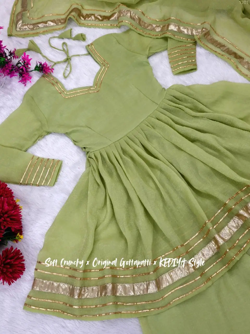 Shimmer Crunchy Crush Kurta Palazzo Set with Dupatta