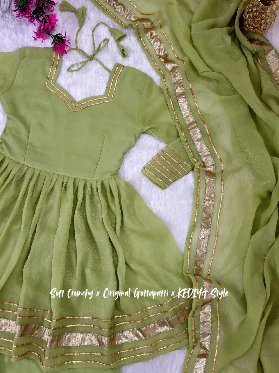 Shimmer Crunchy Crush Kurta Palazzo Set with Dupatta