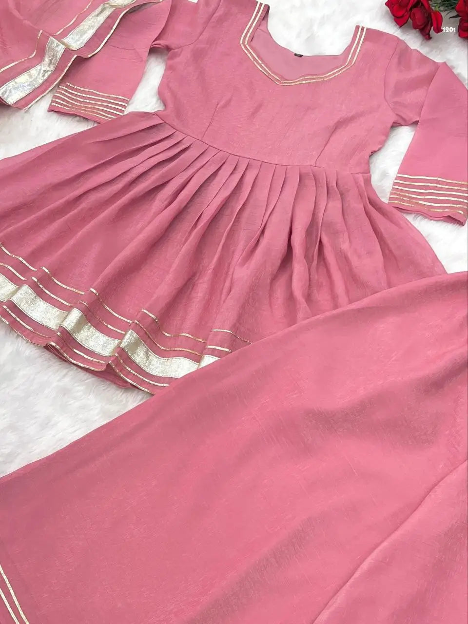 Shimmer Crunchy Crush Kurta Palazzo Set with Dupatta