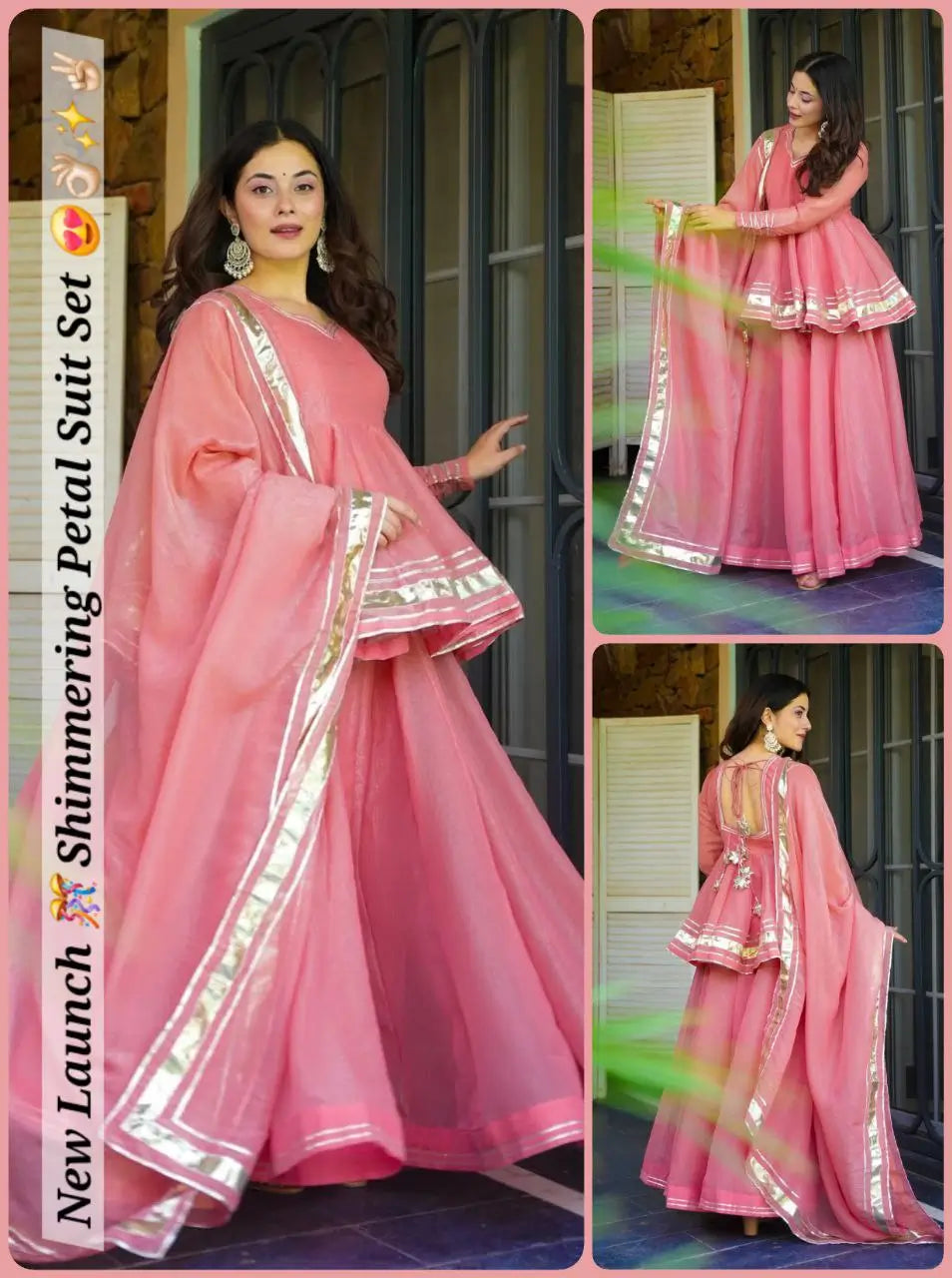 Shimmer Crunchy Crush Kurta Palazzo Set with Dupatta