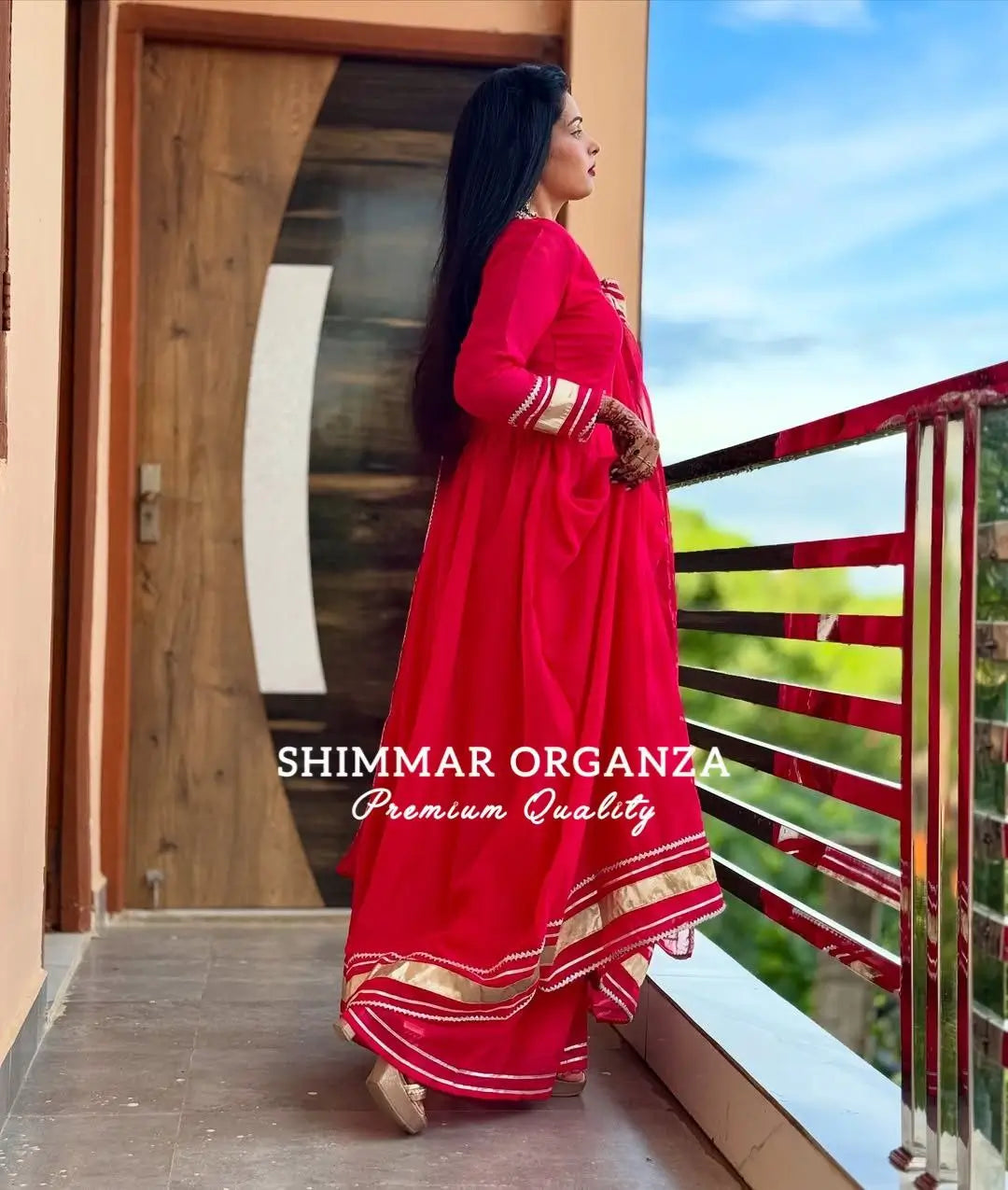 Shimmer Organza Kurta Palazzo Set with Dupatta