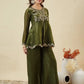 Shimmer Peplum Palazzo Suit
