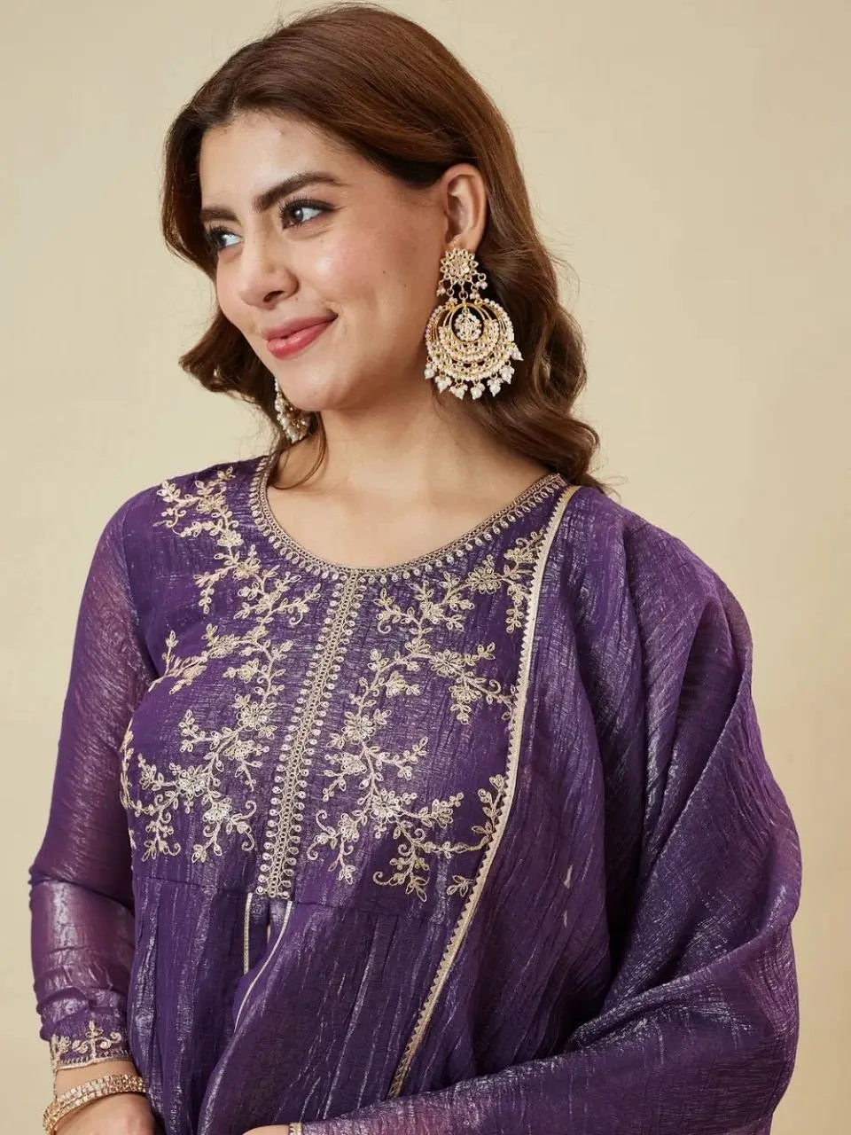 Shimmer Peplum Palazzo Suit
