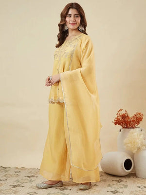 Shimmer Peplum Palazzo Suit