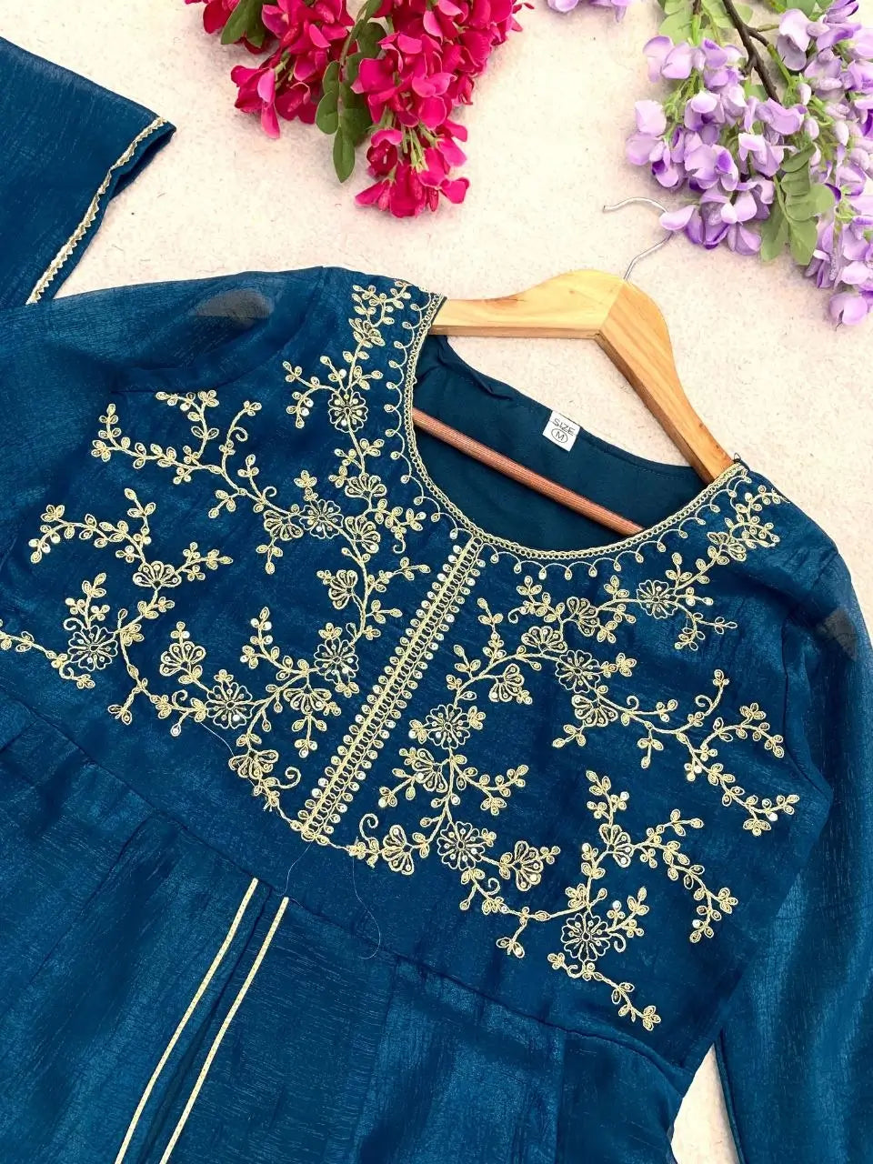 Shimmer Peplum Palazzo Suit
