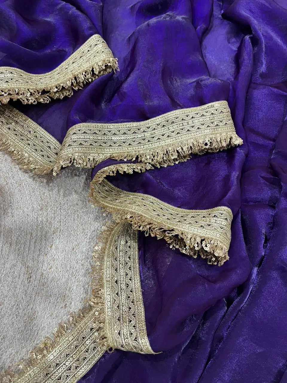 Shimmer Satin Silk Saree with Sequin Border
