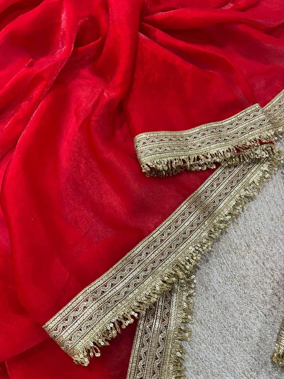 Shimmer Satin Silk Saree with Sequin Border