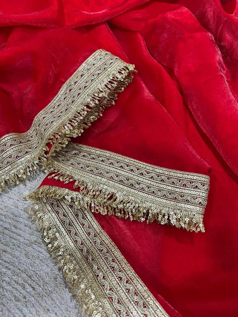 Shimmer Satin Silk Saree with Sequin Border
